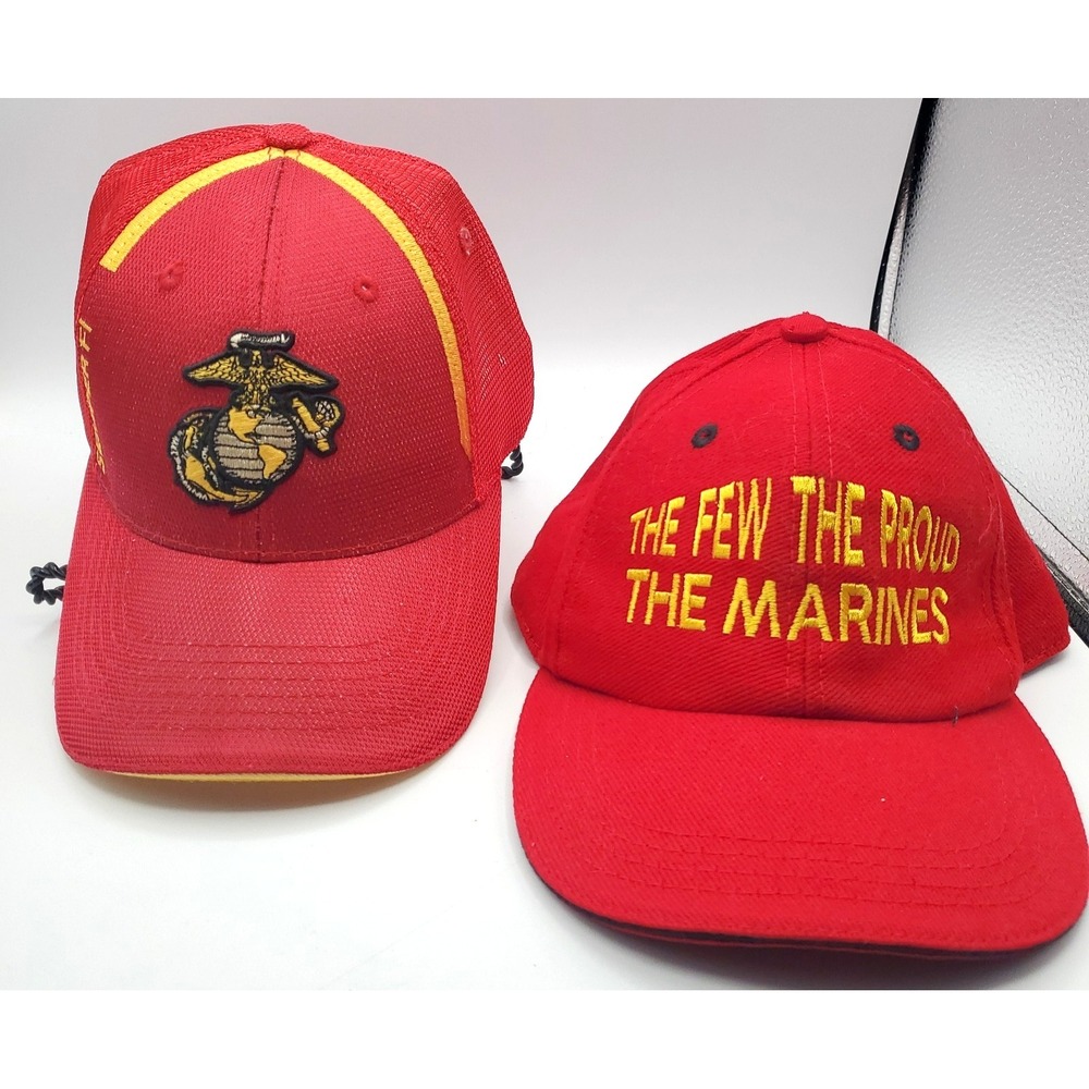 VTG USMC Marine Corps Red Hats The Few The Proud Semper Fi Mitchell ML Caps